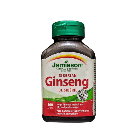 Product label for Jamieson Siberian Ginseng (100 caplets)