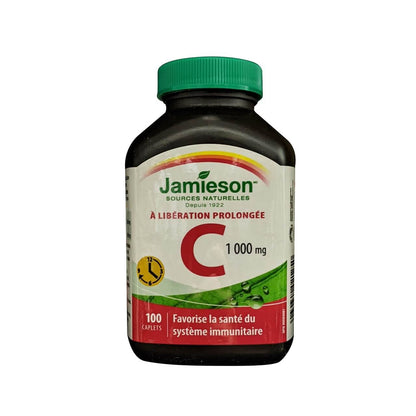 Product label for Jamieson Vitamin C 1000 mg Timed Release (100 caplets) in French