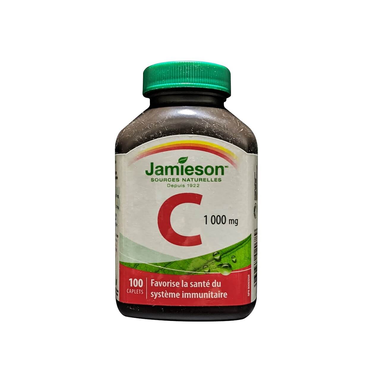 Product label for Jamieson Vitamin C 1000 mg (100 caplets) in French
