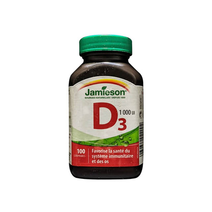 Product label for Jamieson Vitamin D3 1000 IU (100 tablets) in French