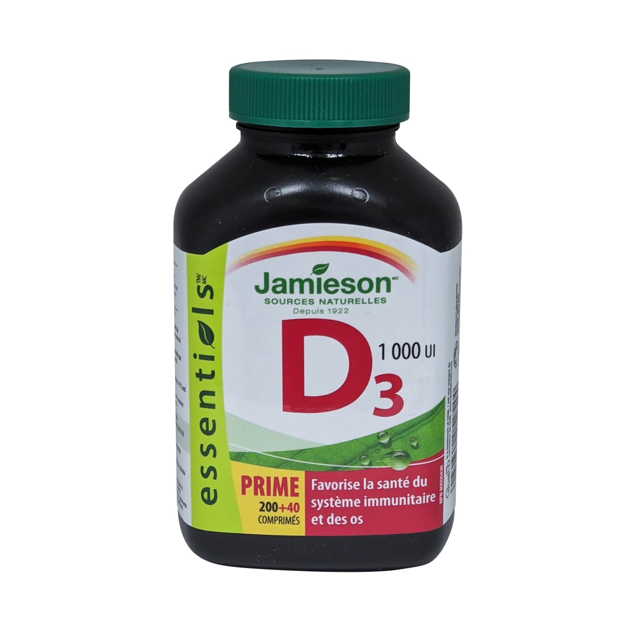 Product label for Jamieson Vitamin D3 1000 IU in French