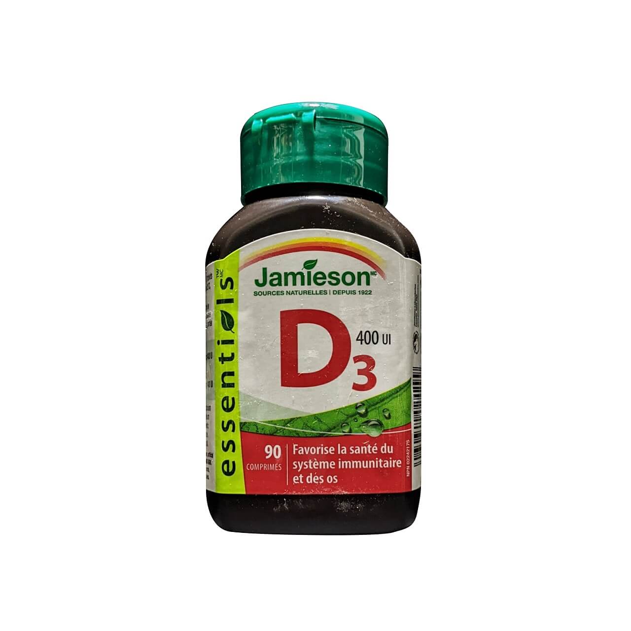 Product label for Jamieson Vitamin D3 400 IU (90 tablets) in French