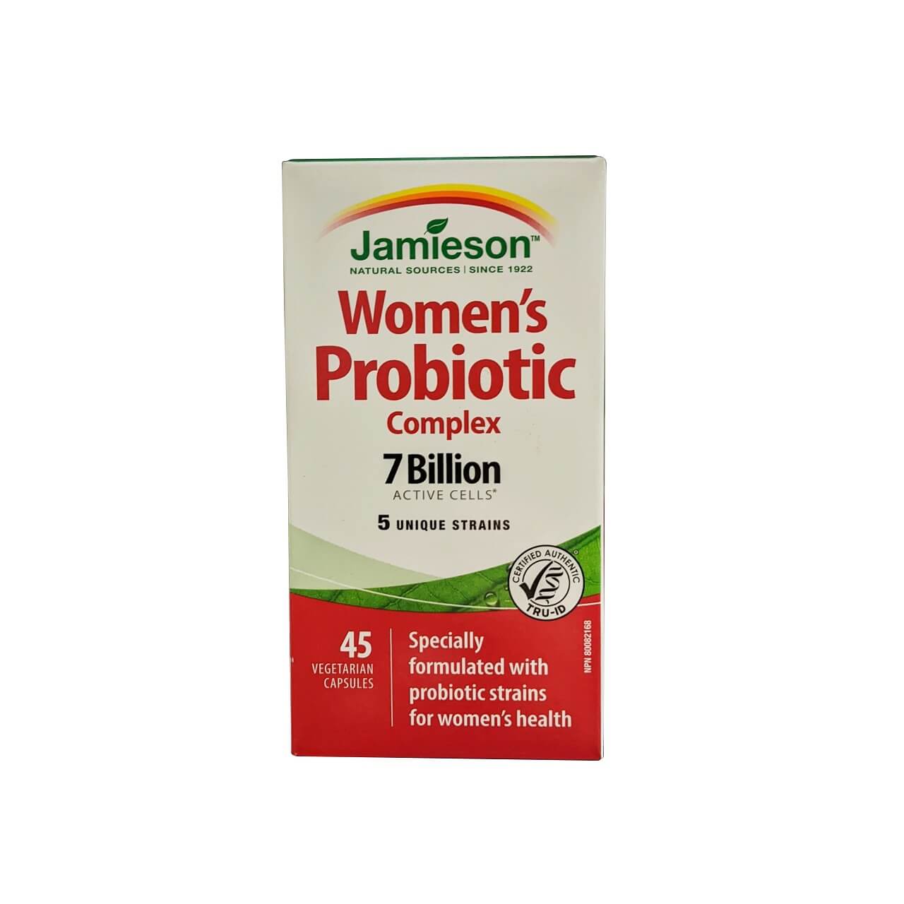 Product label for Jamieson Women's Probiotic Complex 7 Billion (45 capsules) in English