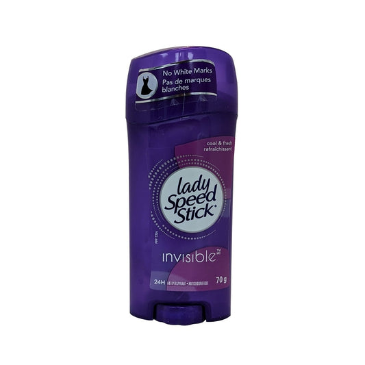 Product label for Lady Speed Stick Invisible Antiperspirant and Deodorant Cool & Fresh (70 grams)