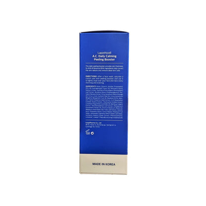 Dircetions and ingredients for Lapothicell A.C. Daily Calming Peeling Booster (200 mL) in English