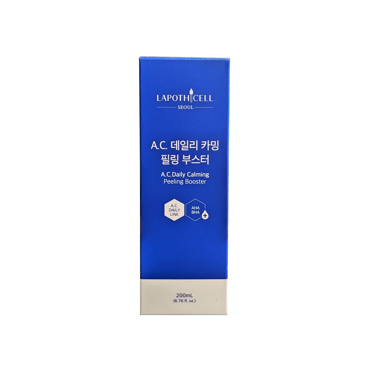 Product label for Lapothicell A.C. Daily Calming Peeling Booster (200 mL)