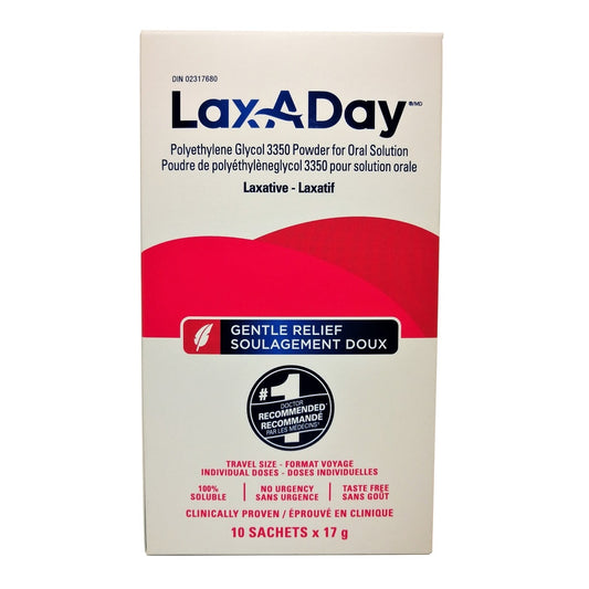 Product label for Lax-A-Day Laxative Powder Sachets
