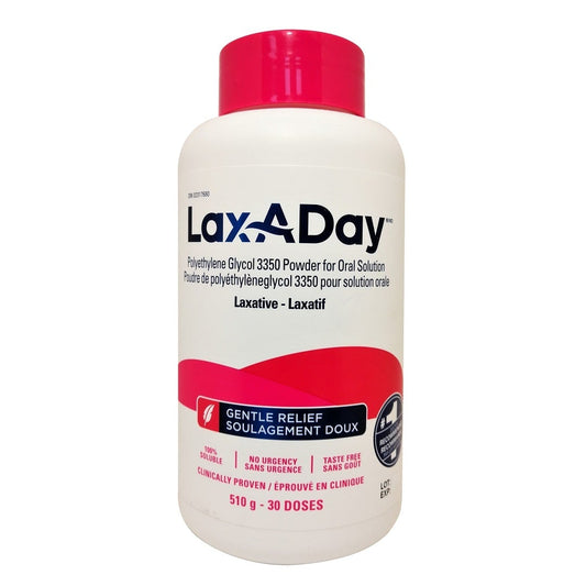 Product label for Lax-A-Day Laxative Powder 510g