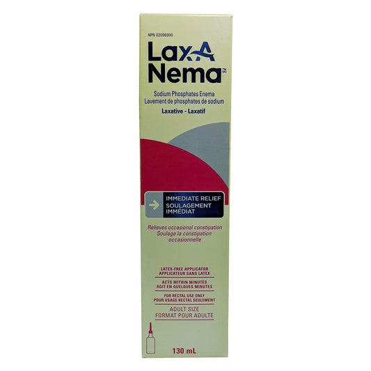 Product label for Lax-A-Nema Sodium Phosphates Enema (130 mL)