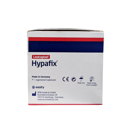 Product label for Leukoplast Hypafix Adhesive Non-Woven Fabric Dressing Retention Tape (5 cm x 10 m)