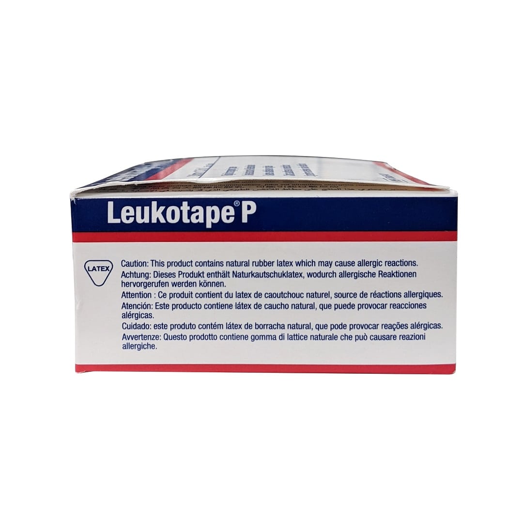 Cautions for Leukoplast Leukotape P Rigid Strapping Tape (3.8 cm x 13.7 m) in various languages