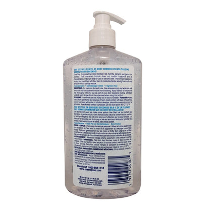 Description, directions, ingredients, and warnings for Live Clean One Step Hand Sanitizer (473 mL)