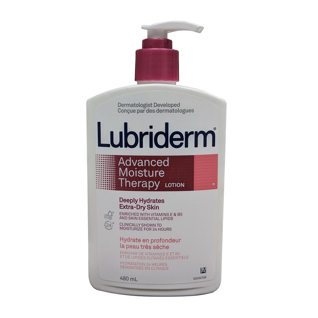 Product label for Lubriderm Advanced Moisture Therapy Lotion (480 mL)