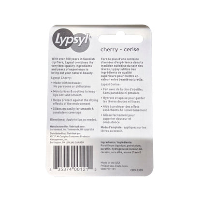 Description, directions, ingredients for Lypsyl Moisturizing Lip Balm Cherry (4.2 grams)
