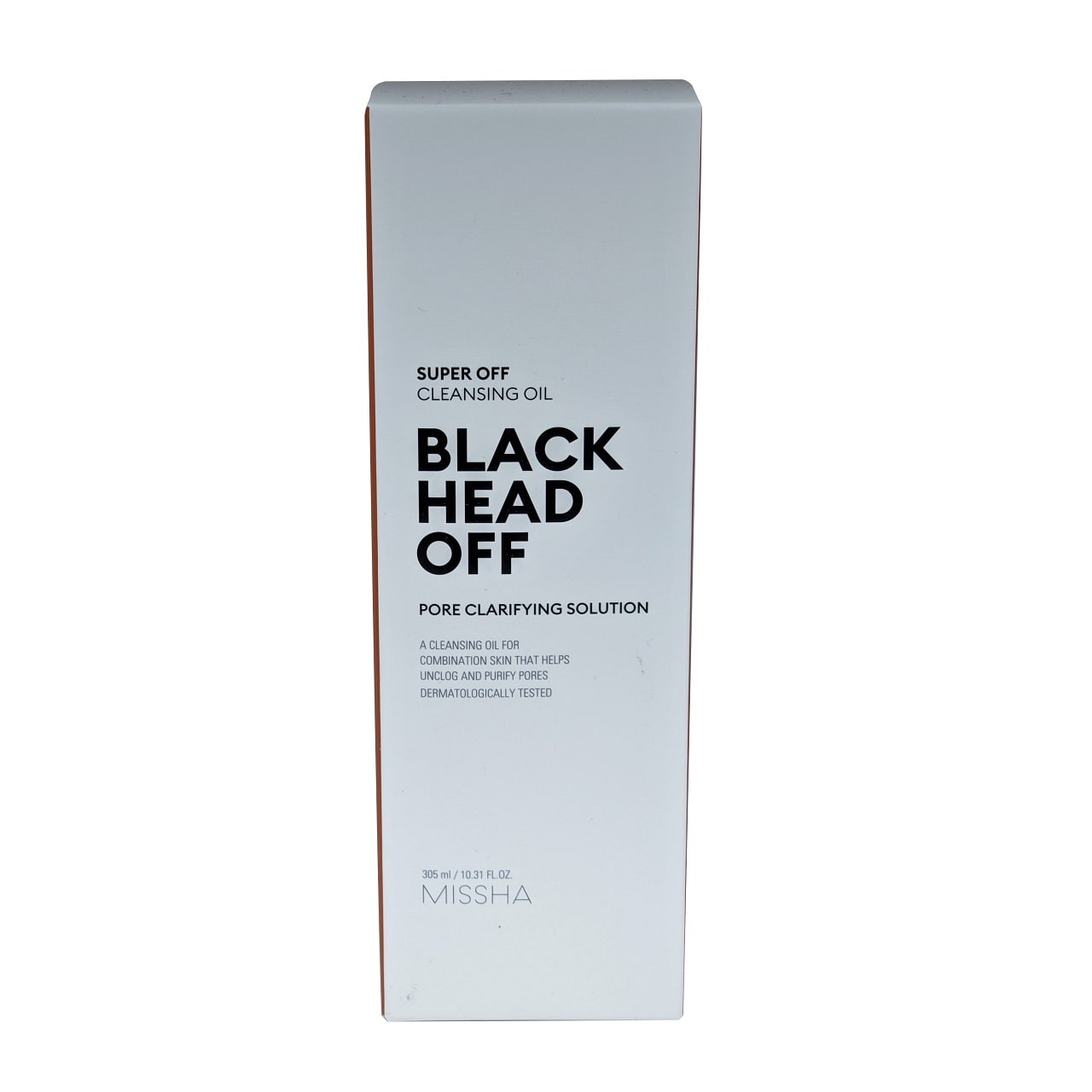 Product label for MISSHA Super Off Cleansing Oil Blackhead Off 