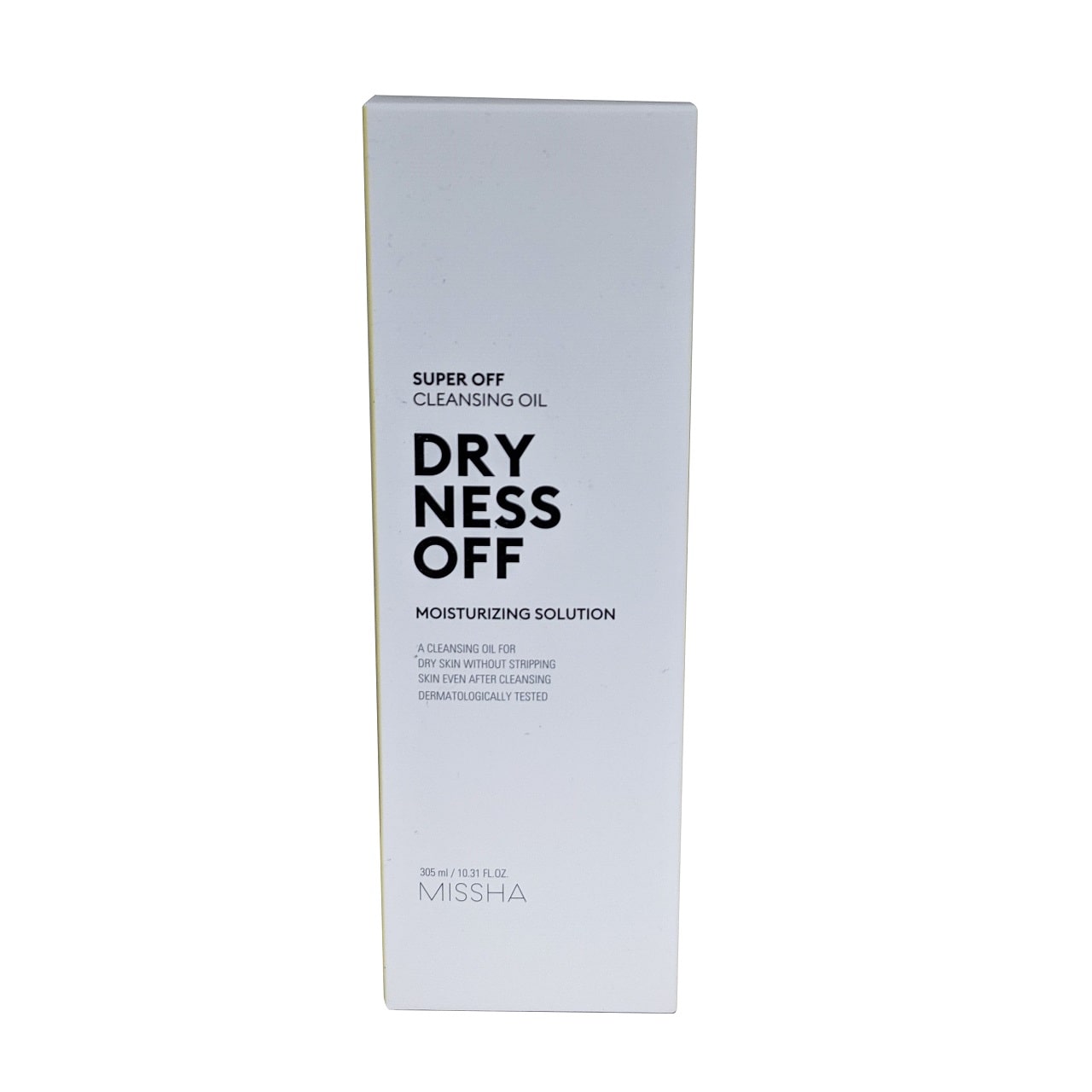 Product label for MISSHA Super Off Cleansing Oil Dryness Off