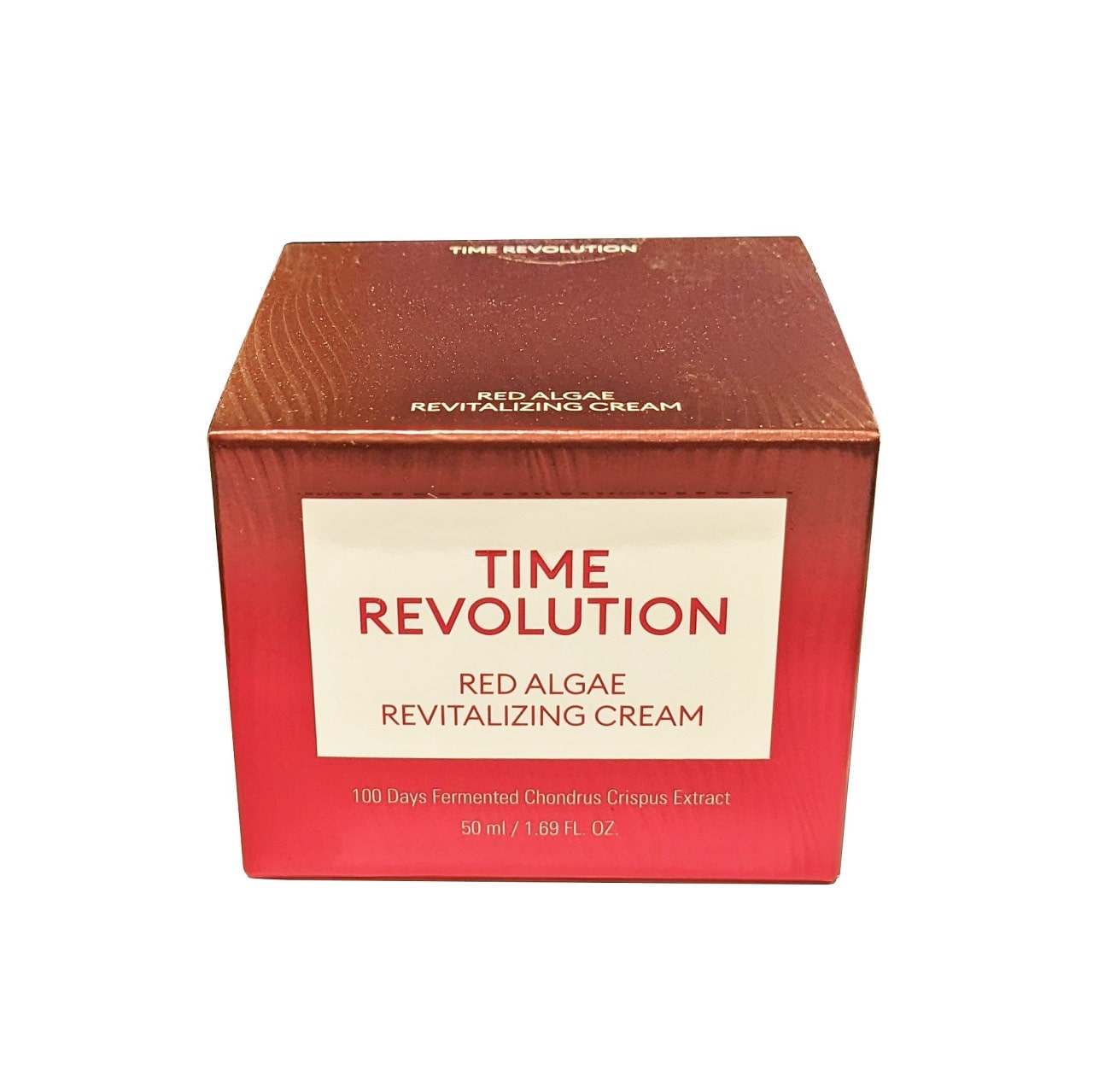 Product label for MISSHA Time Revolution Red Algae Revitalizing Cream (50 mL)