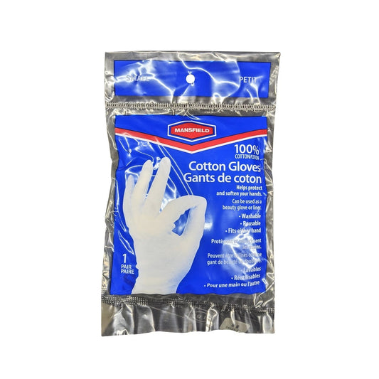 Product label for Mansfield Cotton Gloves (Small)