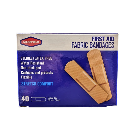 Mansfield First Aid Fabric Bandages (1.9 cm x 7.6 cm) (40 bandages)