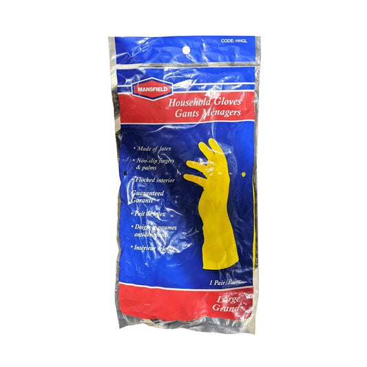 Product label for Mansfield Household Gloves (Large)