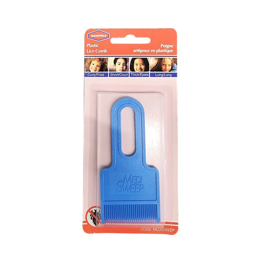 Product label for Mansfield MediSweep Plastic Lice Comb