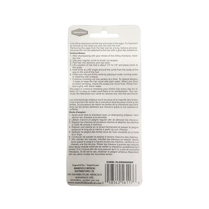 Description and instructions for Mansfield Plastic Lice Comb