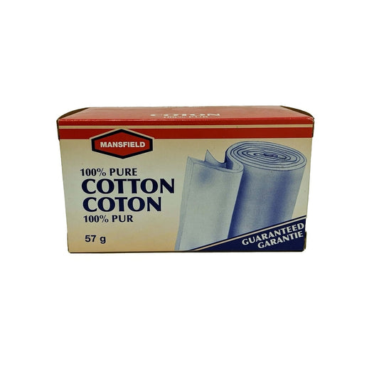 Product label for Mansfield Pure Cotton Roll (57 grams)