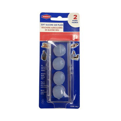Product label for Mansfield Soft Silicone Ear Plugs (2 pairs)