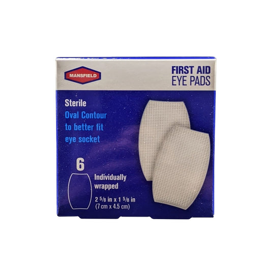 Product label for Mansfield Sterile Oval Contour (7 cm x 4.5 cm) (6 count) in English