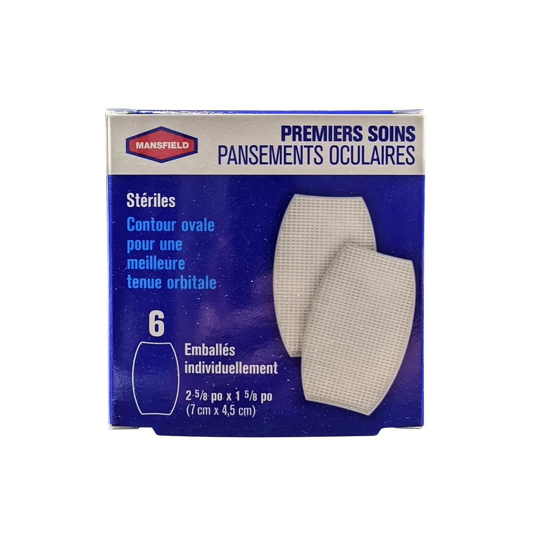 Product label for Mansfield Sterile Oval Contour (7 cm x 4.5 cm) (6 count) in French
