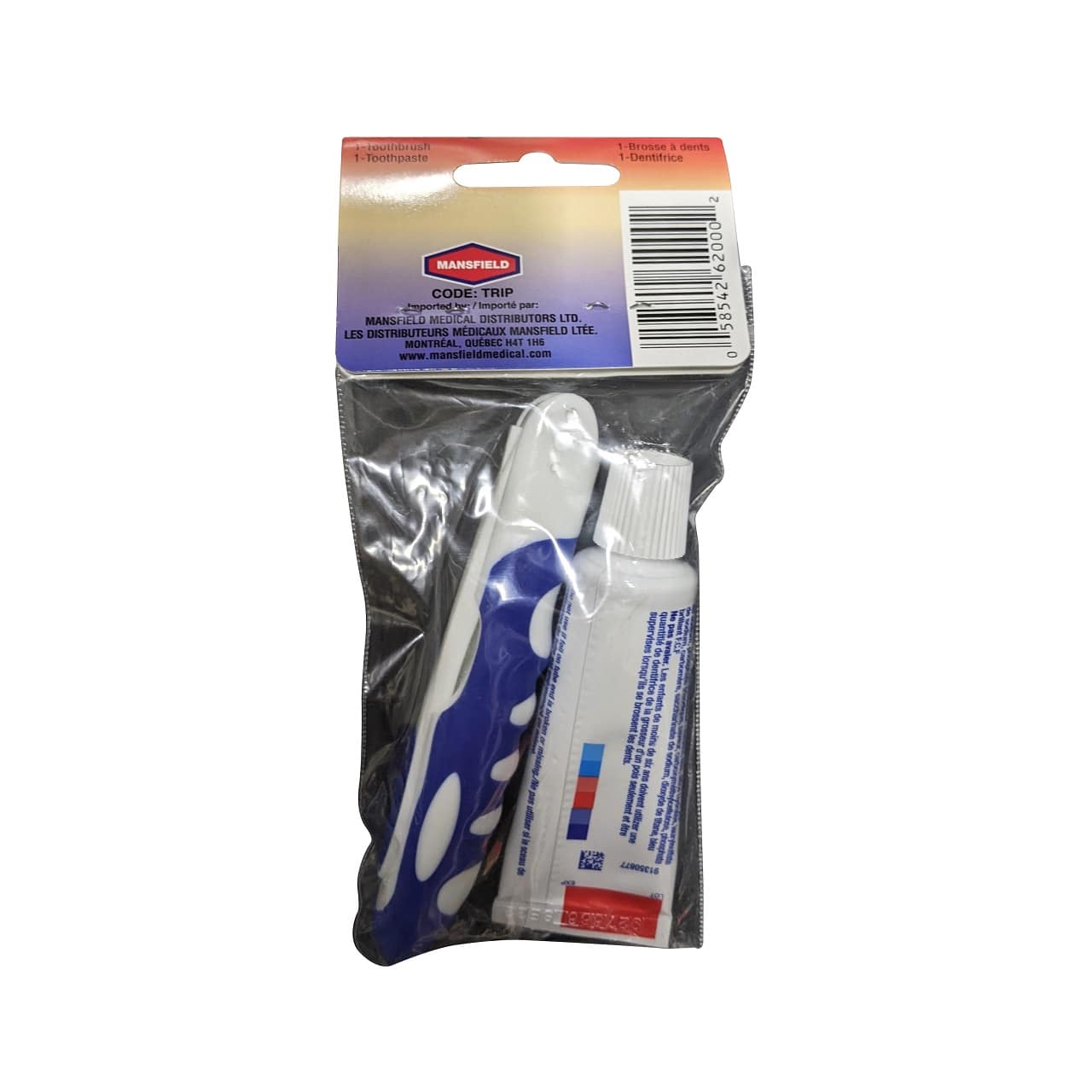 UPC for Mansfield Travel Accessories Toothbrush and Toothpaste