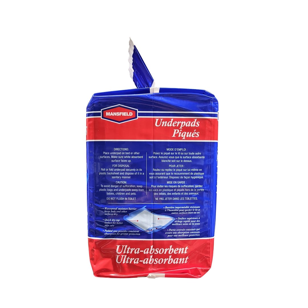 Directions and cautions for Mansfield Underpads (22 count)