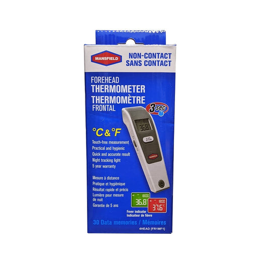 Product label for Mansfield Non-Contact Forehead Thermometer