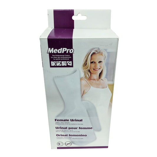 Product label for MedPro Female Urinal (1L capacity)