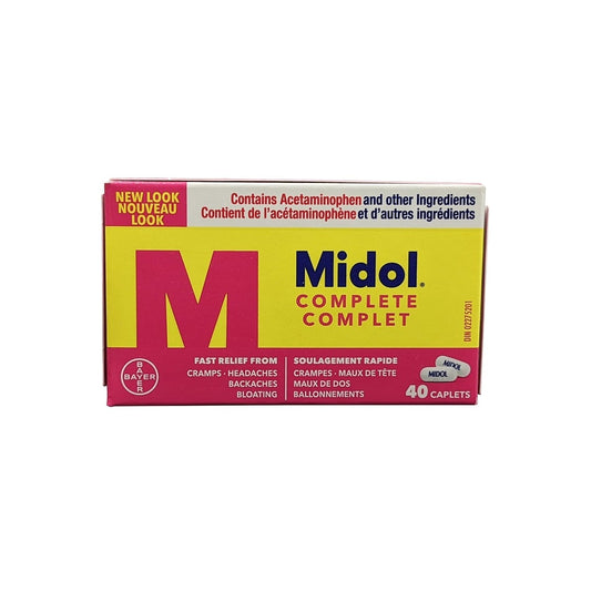 Product label for Midol Complete (40 caplets)