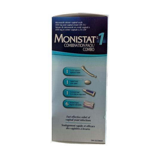 Product label for Monistat 1 Combination Pack (Ovule + External Cream) Vertical