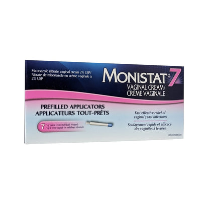 Product label for Monistat 7 Vaginal Cream (7 ovules) Horizontal