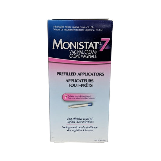 Product label for Monistat 7 Vaginal Cream (7 ovules) vertical