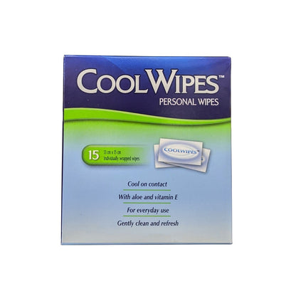 Product label for Monistat Cool Wipes Personal Wipes (15 count) in English