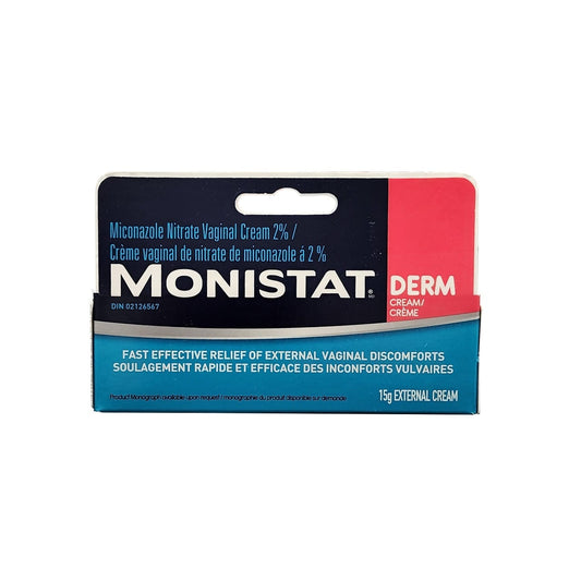 Product label for Monistat External Vaginal Cream (15 grams)