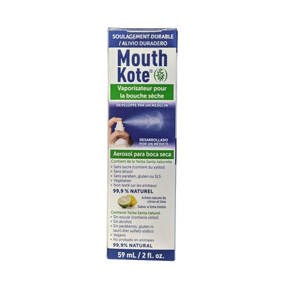 Product label for Mouth Kote Dry Mouth Spray (59 mL) in French