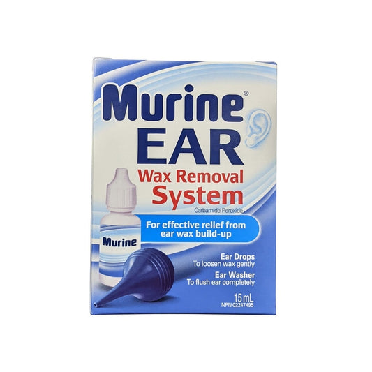 Product label for Murine Ear Wax Removal System (15 mL) in English