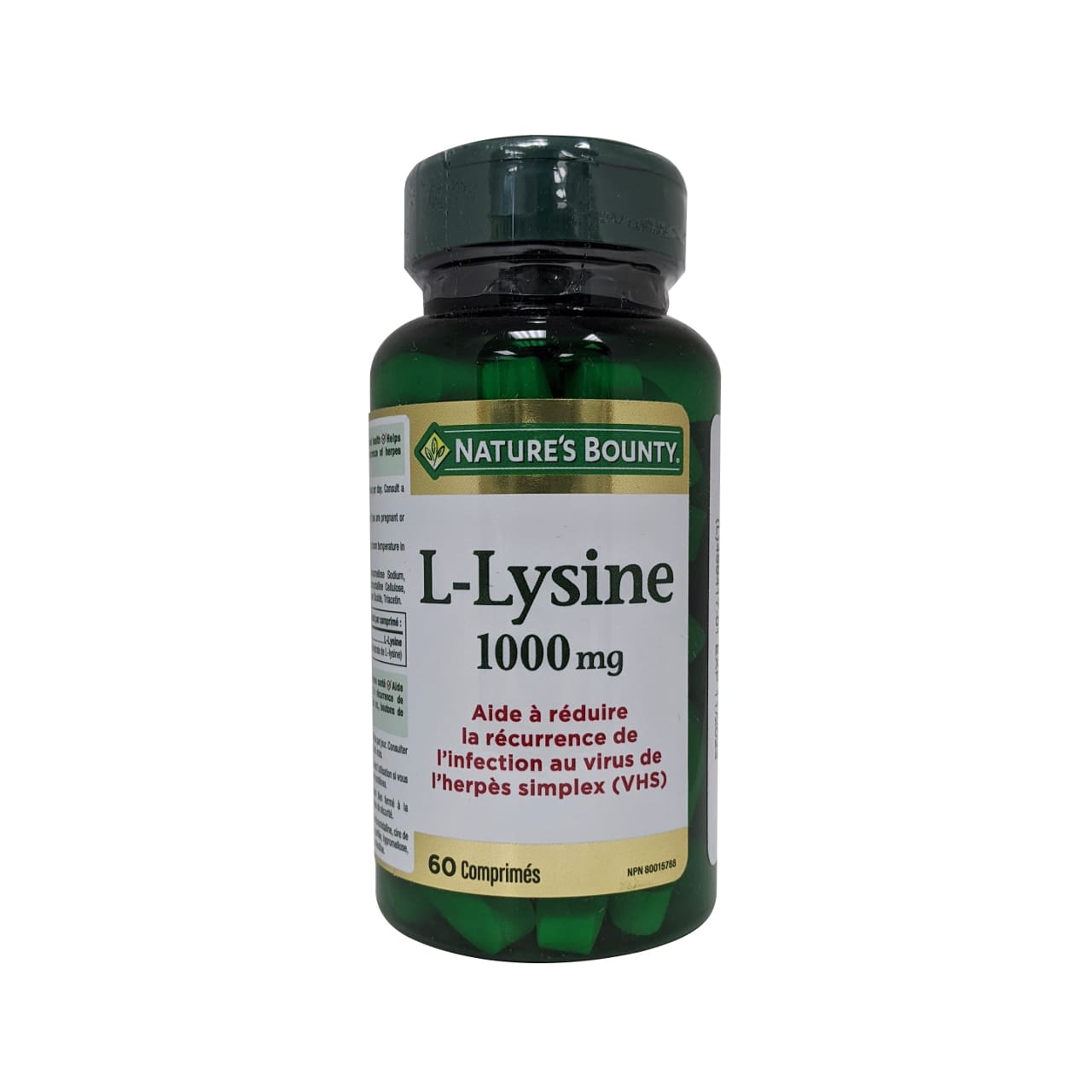 Product label for Nature's Bounty L-Lysine 1000mg in French