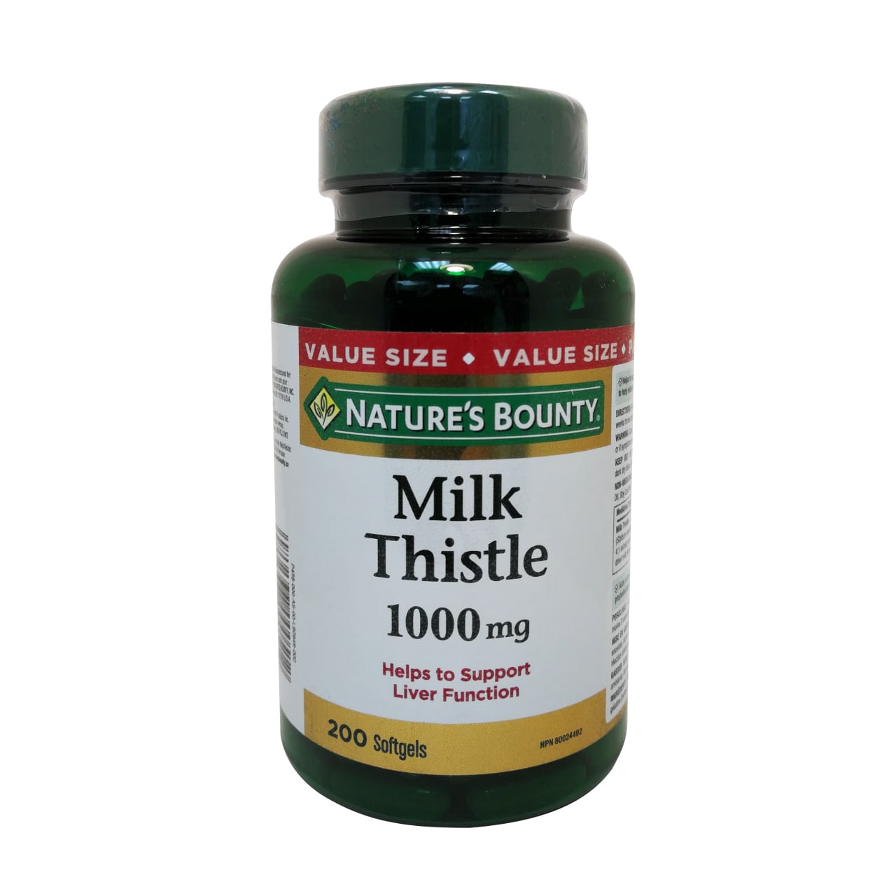 Product label for Nature's Bounty Milk Thistle 1000mg in English