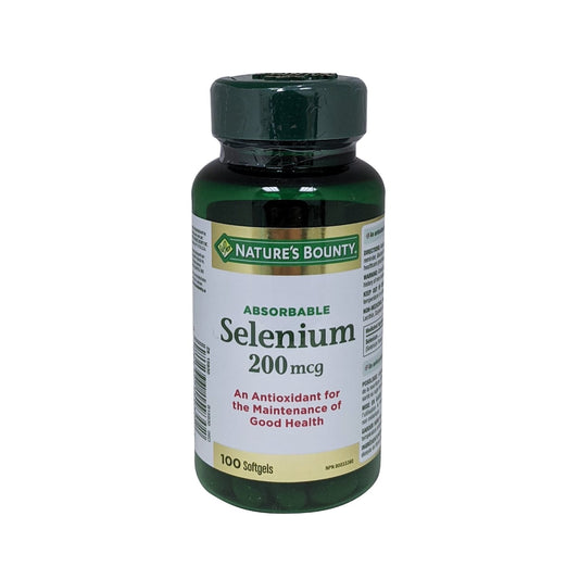 Product label for Nature's Bounty Selenium 200 mcg  in English