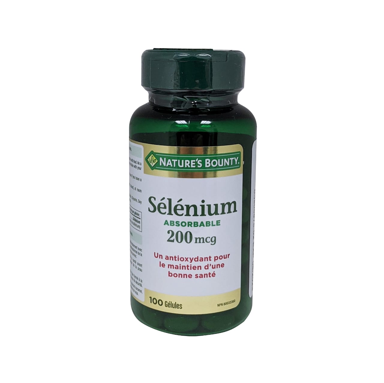 Product label for Nature's Bounty Selenium 200 mcg in French