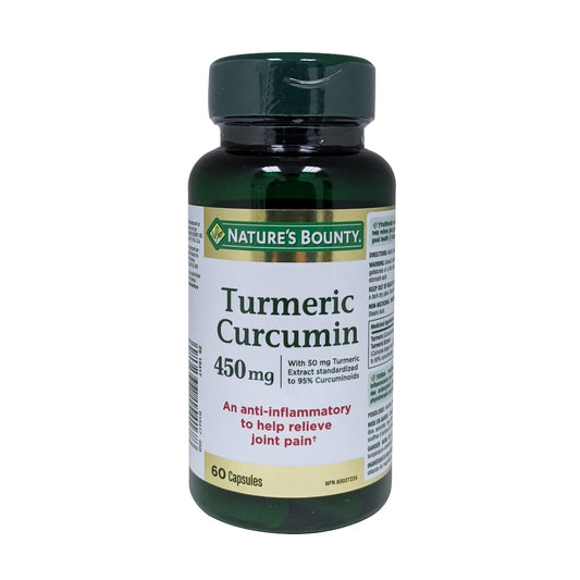 Product label for Nature's Bounty Turmeric Circumin 450mg in English