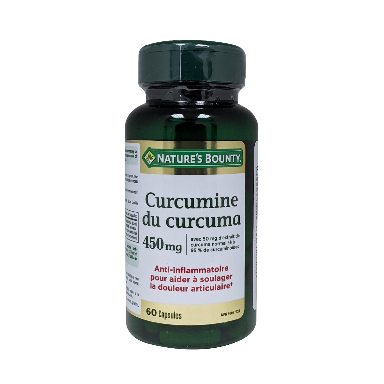 Product label for Nature's Bounty Turmeric Circumin 450mg in French