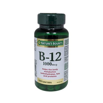 Product label for Nature's Bounty Vitamin B12 1000mcg in English
