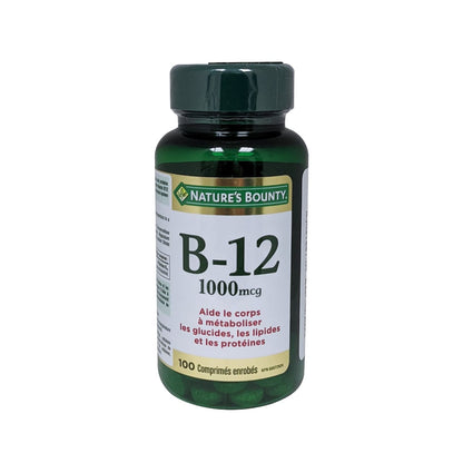 Product label for Nature's Bounty Vitamin B12 1000mcg in French